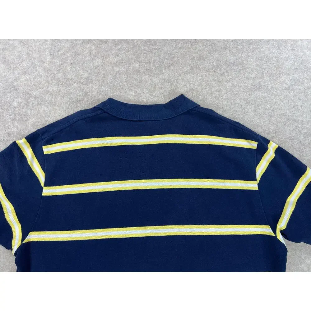 Polo Ralph Lauren Men's Navy Blue Yellow Stripe Polo Shirt Size XL